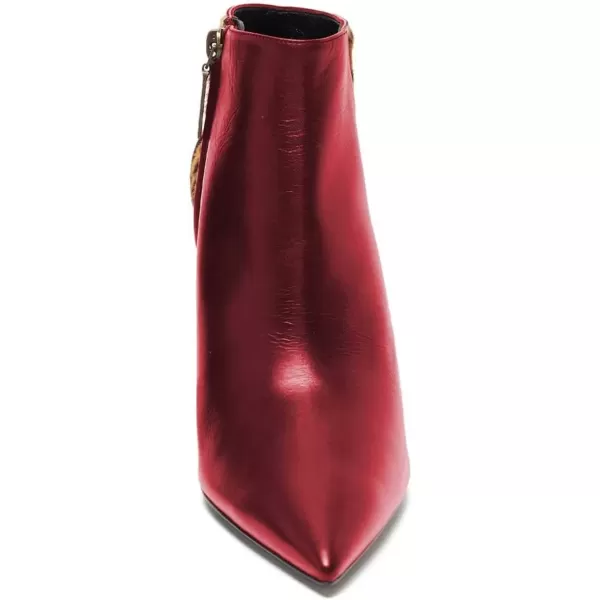 imageFSJ Women Thin Mid High Leopard Booties Slip On Pointed Toe Ankle Boots Comfy Zipper Shoes Size 415 USWine Red