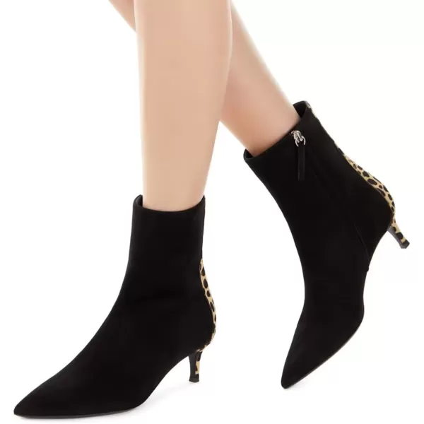 imageFSJ Womens Trendy Low Heel Ankle Leopard Boots Pointed Toe Booties Side Zipper Kitten Party Shoe 415 USBlack