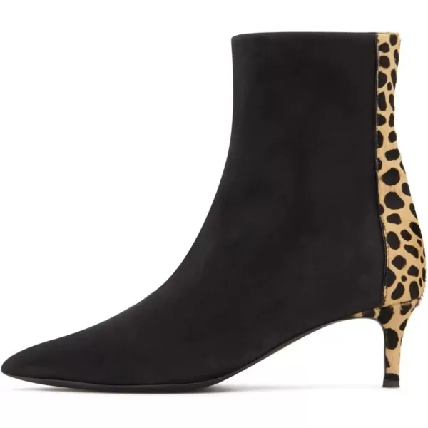 imageFSJ Womens Trendy Low Heel Ankle Leopard Boots Pointed Toe Booties Side Zipper Kitten Party Shoe 415 USBlack