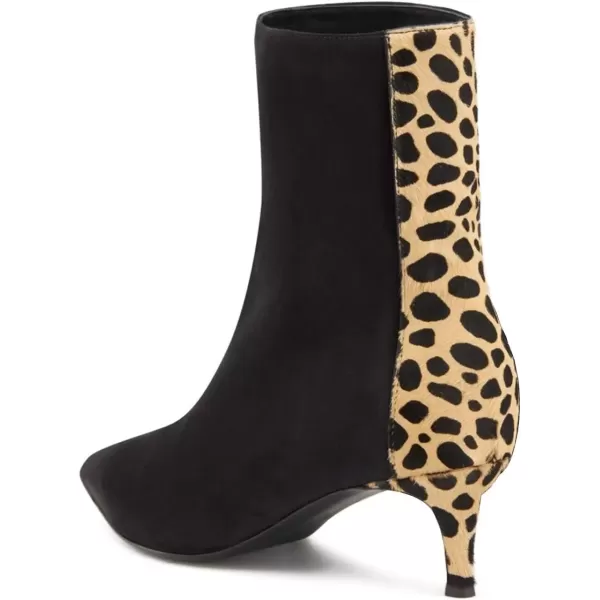 imageFSJ Womens Trendy Low Heel Ankle Leopard Boots Pointed Toe Booties Side Zipper Kitten Party Shoe 415 USBlack