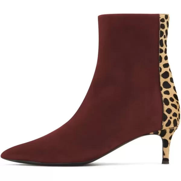 imageFSJ Womens Trendy Low Heel Ankle Leopard Boots Pointed Toe Booties Side Zipper Kitten Party Shoe 415 USDark Red