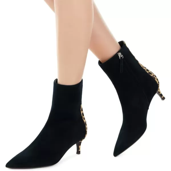 imageFSJ Womens Trendy Low Heel Ankle Leopard Boots Pointed Toe Booties Side Zipper Kitten Party Shoe 415 USNavy