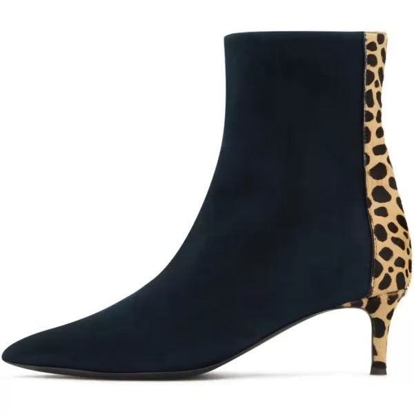 imageFSJ Womens Trendy Low Heel Ankle Leopard Boots Pointed Toe Booties Side Zipper Kitten Party Shoe 415 USNavy