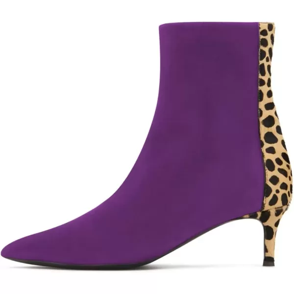imageFSJ Womens Trendy Low Heel Ankle Leopard Boots Pointed Toe Booties Side Zipper Kitten Party Shoe 415 USPurple