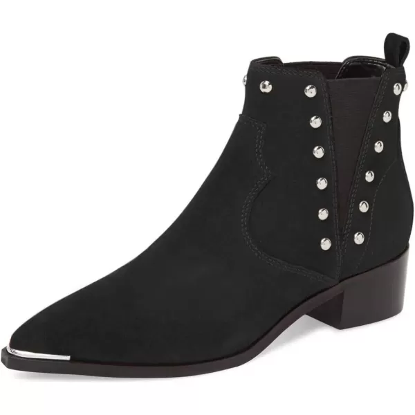 imageWomen Dressy Chelsea Ankle Boots Pointed Toe Chunky Low Heels Side Panel Faux Suede Shoes Size 415 USBlack