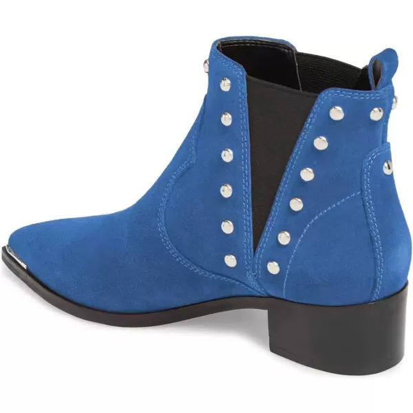 imageWomen Dressy Chelsea Ankle Boots Pointed Toe Chunky Low Heels Side Panel Faux Suede Shoes Size 415 USBlue