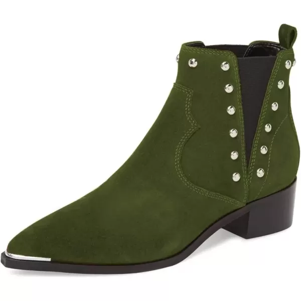 imageWomen Dressy Chelsea Ankle Boots Pointed Toe Chunky Low Heels Side Panel Faux Suede Shoes Size 415 USGreen