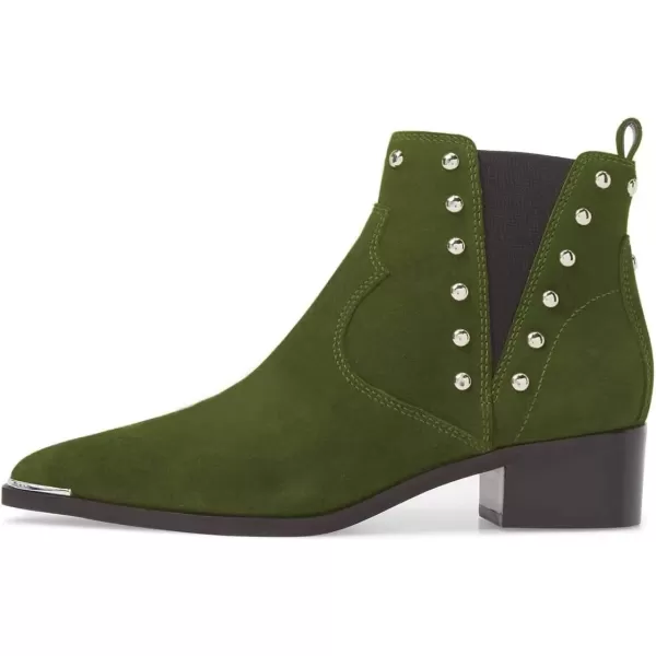 imageWomen Dressy Chelsea Ankle Boots Pointed Toe Chunky Low Heels Side Panel Faux Suede Shoes Size 415 USGreen