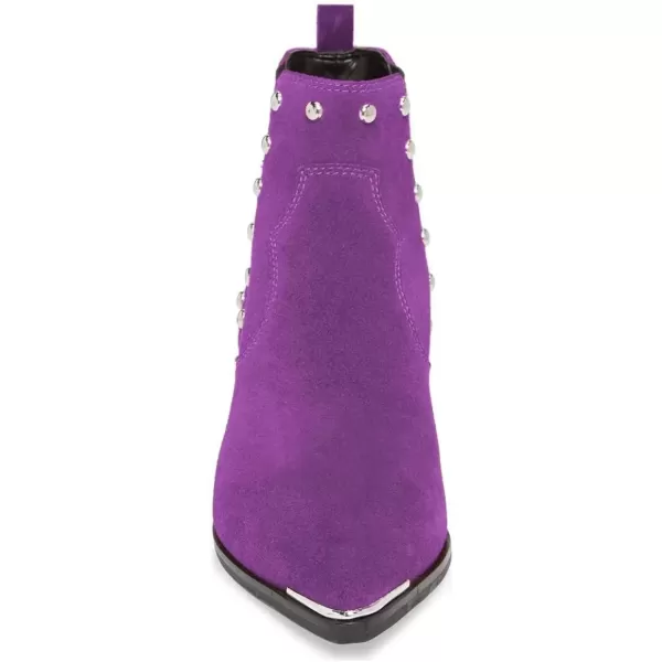 imageWomen Dressy Chelsea Ankle Boots Pointed Toe Chunky Low Heels Side Panel Faux Suede Shoes Size 415 USPurple