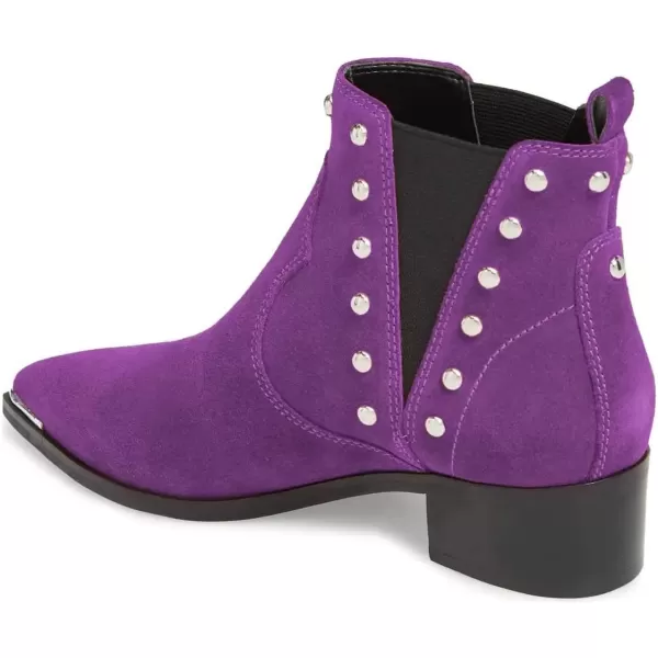 imageWomen Dressy Chelsea Ankle Boots Pointed Toe Chunky Low Heels Side Panel Faux Suede Shoes Size 415 USPurple