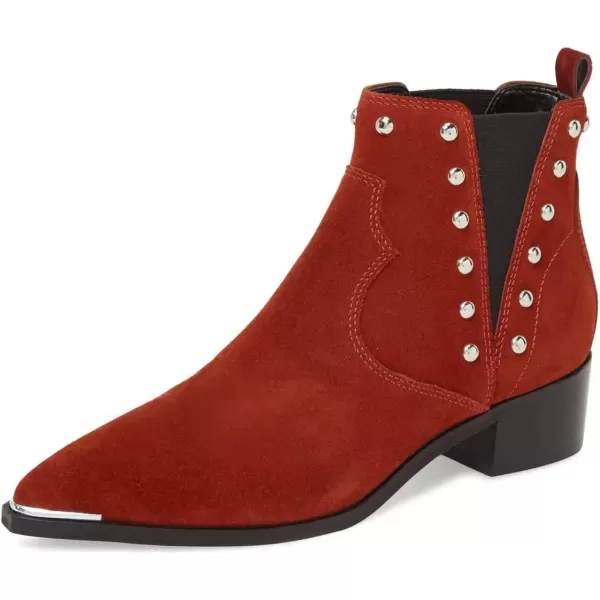 imageWomen Dressy Chelsea Ankle Boots Pointed Toe Chunky Low Heels Side Panel Faux Suede Shoes Size 415 USRed