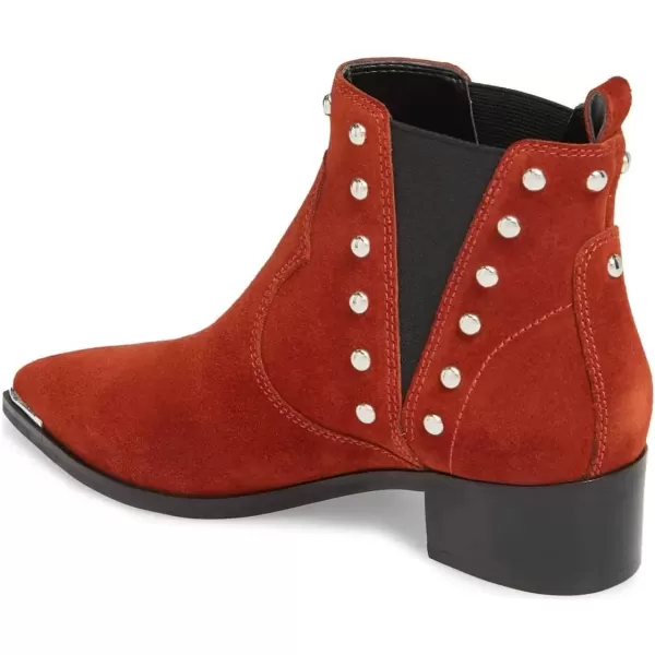 imageWomen Dressy Chelsea Ankle Boots Pointed Toe Chunky Low Heels Side Panel Faux Suede Shoes Size 415 USRed