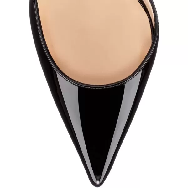 imageFSJ Comfort Pointed Toe Pumps for Women Black High Heel Dorsay Slip On Party Prom Shoe 415 M USBlackbow