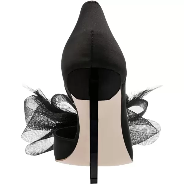 imageFSJ Comfort Pointed Toe Pumps for Women Black High Heel Dorsay Slip On Party Prom Shoe 415 M USBlackbow1