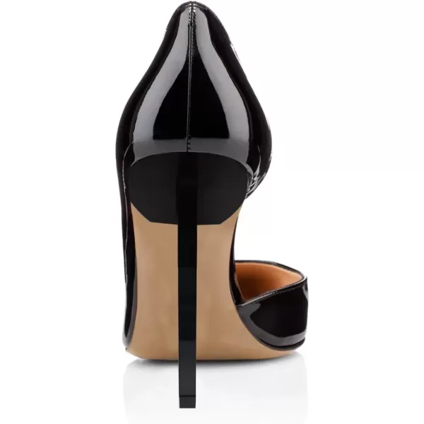 imageFSJ Comfort Pointed Toe Pumps for Women Black High Heel Dorsay Slip On Party Prom Shoe 415 M USBlackglossy