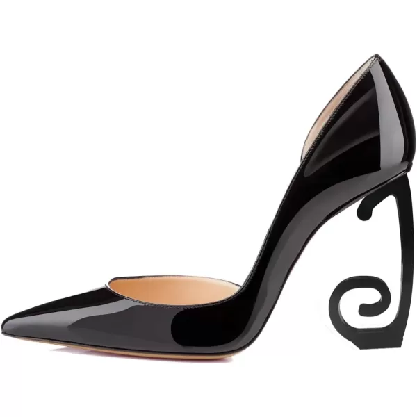 imageFSJ Comfort Pointed Toe Pumps for Women Black High Heel Dorsay Slip On Party Prom Shoe 415 M USBlackglossy