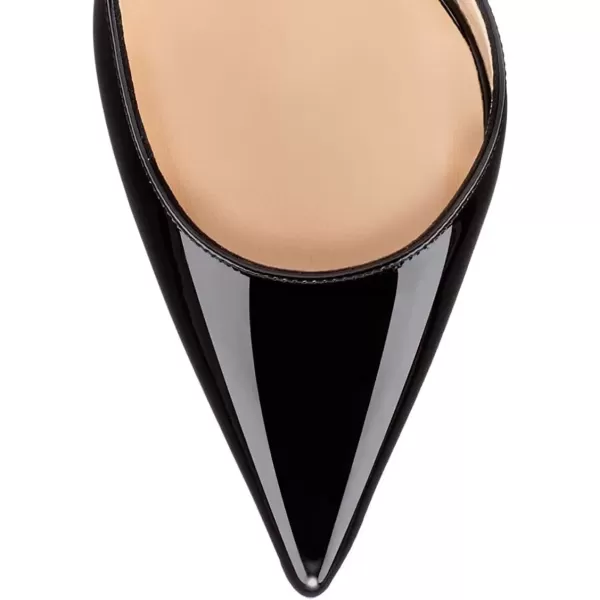imageFSJ Comfort Pointed Toe Pumps for Women Black High Heel Dorsay Slip On Party Prom Shoe 415 M USBlackgold Chain