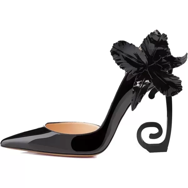 imageFSJ Comfort Pointed Toe Pumps for Women Black High Heel Dorsay Slip On Party Prom Shoe 415 M USBlackleaves