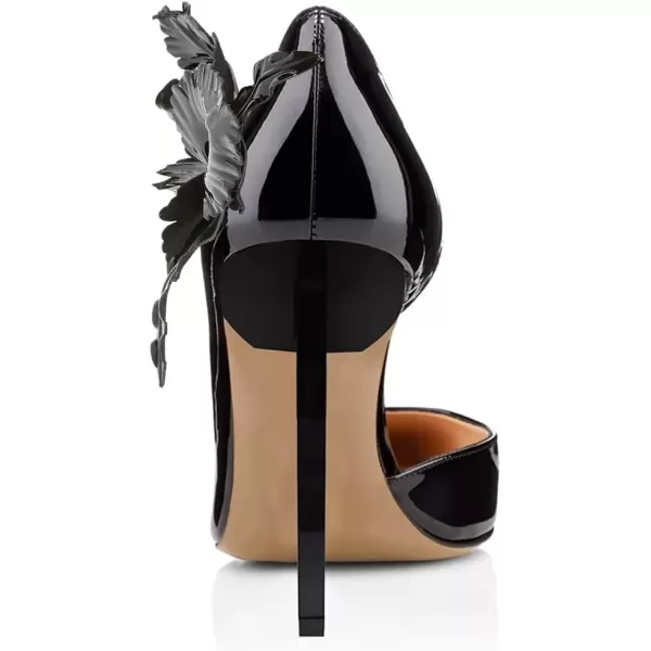 imageFSJ Comfort Pointed Toe Pumps for Women Black High Heel Dorsay Slip On Party Prom Shoe 415 M USBlackleaves