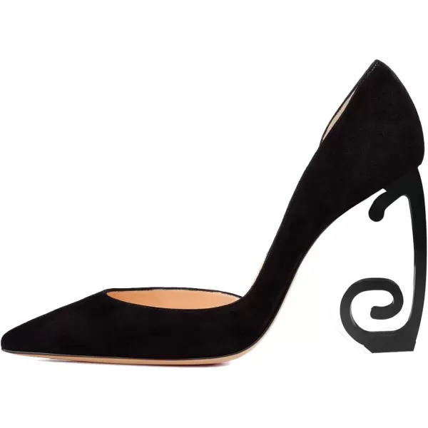 imageFSJ Comfort Pointed Toe Pumps for Women Black High Heel Dorsay Slip On Party Prom Shoe 415 M USBlacksuede