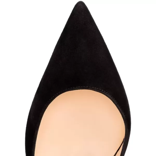 imageFSJ Comfort Pointed Toe Pumps for Women Black High Heel Dorsay Slip On Party Prom Shoe 415 M USBlacksuede