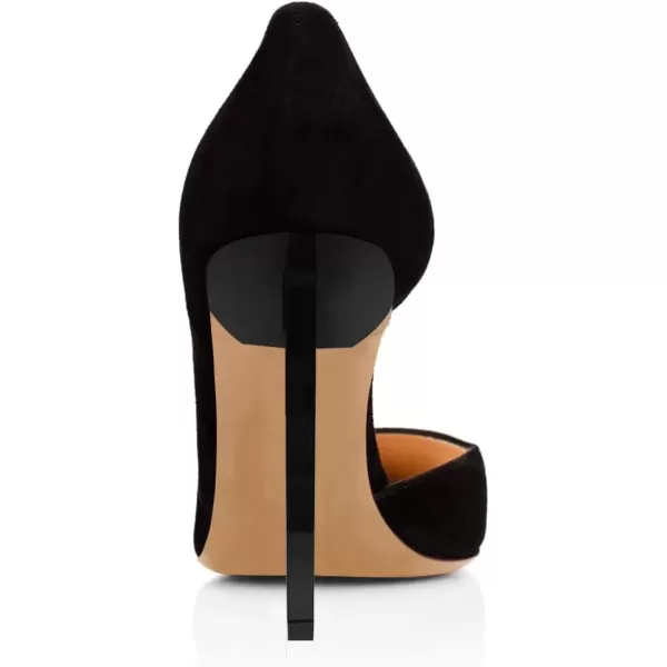imageFSJ Comfort Pointed Toe Pumps for Women Black High Heel Dorsay Slip On Party Prom Shoe 415 M USBlacksuede
