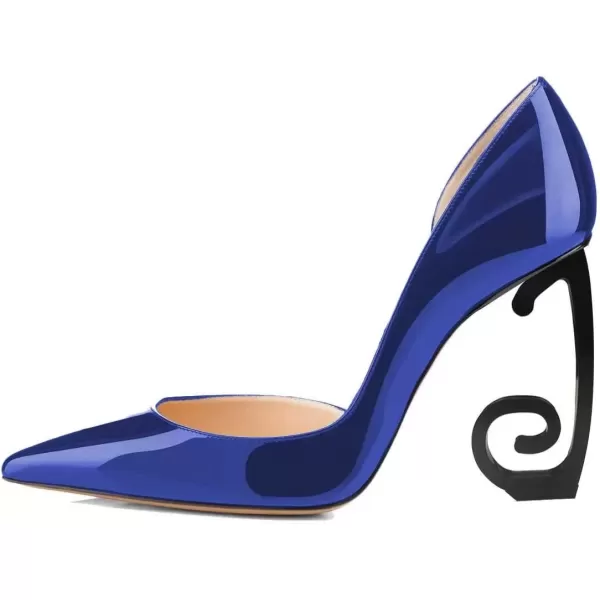 imageFSJ Comfort Pointed Toe Pumps for Women Black High Heel Dorsay Slip On Party Prom Shoe 415 M USBlue