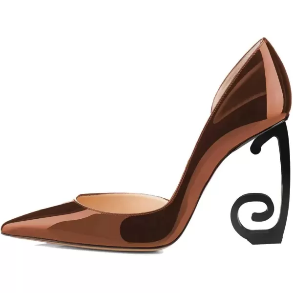 imageFSJ Comfort Pointed Toe Pumps for Women Black High Heel Dorsay Slip On Party Prom Shoe 415 M USBrown