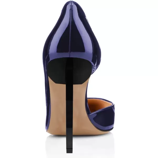 imageFSJ Comfort Pointed Toe Pumps for Women Black High Heel Dorsay Slip On Party Prom Shoe 415 M USDark Blue