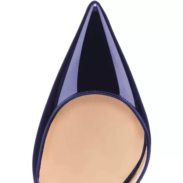 imageFSJ Comfort Pointed Toe Pumps for Women Black High Heel Dorsay Slip On Party Prom Shoe 415 M USDark Blue
