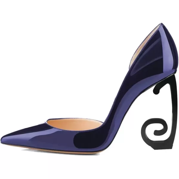 imageFSJ Comfort Pointed Toe Pumps for Women Black High Heel Dorsay Slip On Party Prom Shoe 415 M USDark Blue