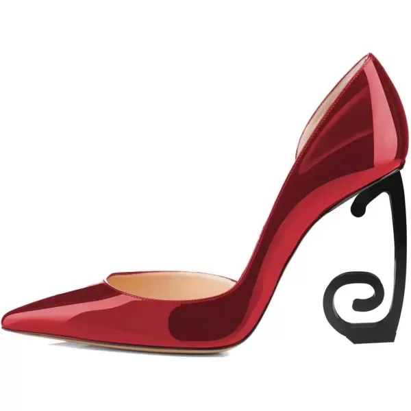 imageFSJ Comfort Pointed Toe Pumps for Women Black High Heel Dorsay Slip On Party Prom Shoe 415 M USDark Red