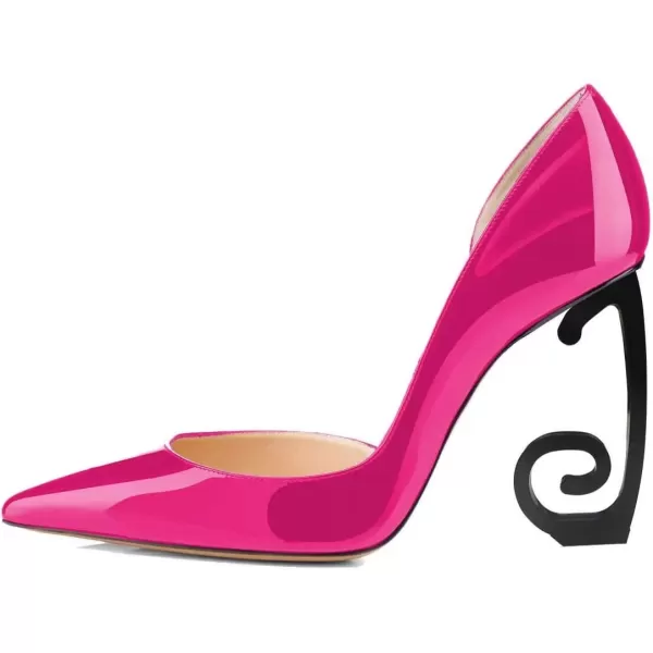 imageFSJ Comfort Pointed Toe Pumps for Women Black High Heel Dorsay Slip On Party Prom Shoe 415 M USFuchsia