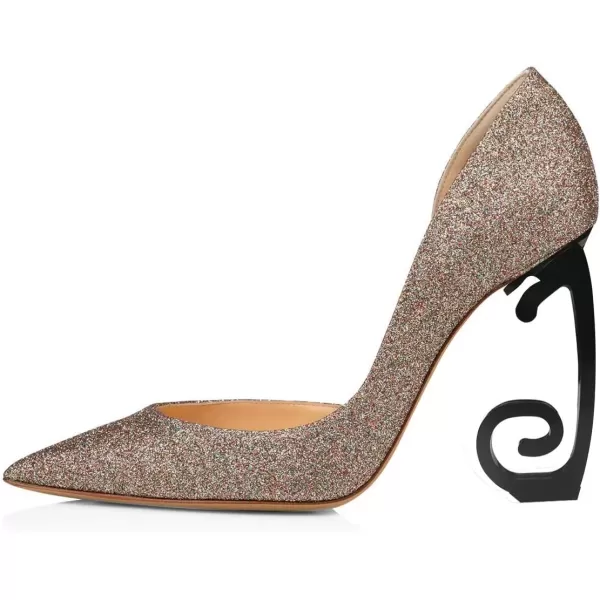 imageFSJ Comfort Pointed Toe Pumps for Women Black High Heel Dorsay Slip On Party Prom Shoe 415 M USGiltter