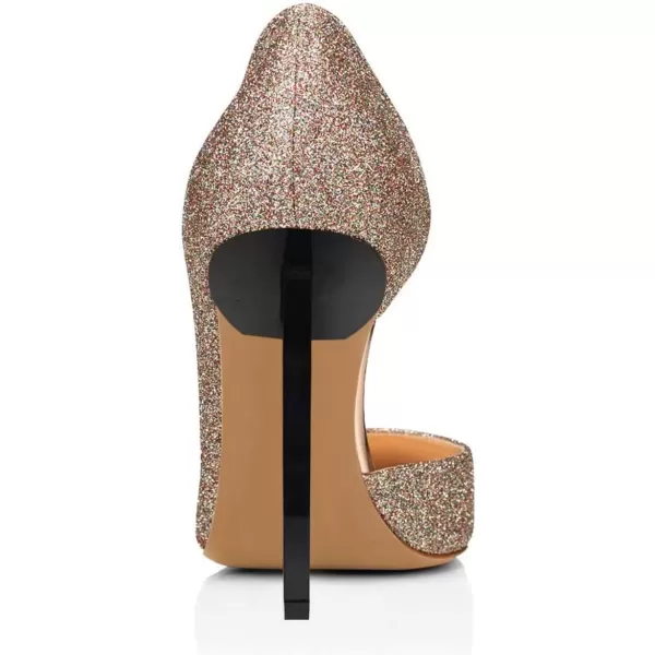 imageFSJ Comfort Pointed Toe Pumps for Women Black High Heel Dorsay Slip On Party Prom Shoe 415 M USGiltter