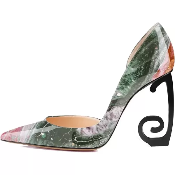 imageFSJ Comfort Pointed Toe Pumps for Women Black High Heel Dorsay Slip On Party Prom Shoe 415 M USGreen Stone