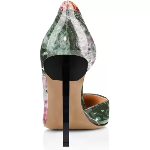 imageFSJ Comfort Pointed Toe Pumps for Women Black High Heel Dorsay Slip On Party Prom Shoe 415 M USGreen Stone