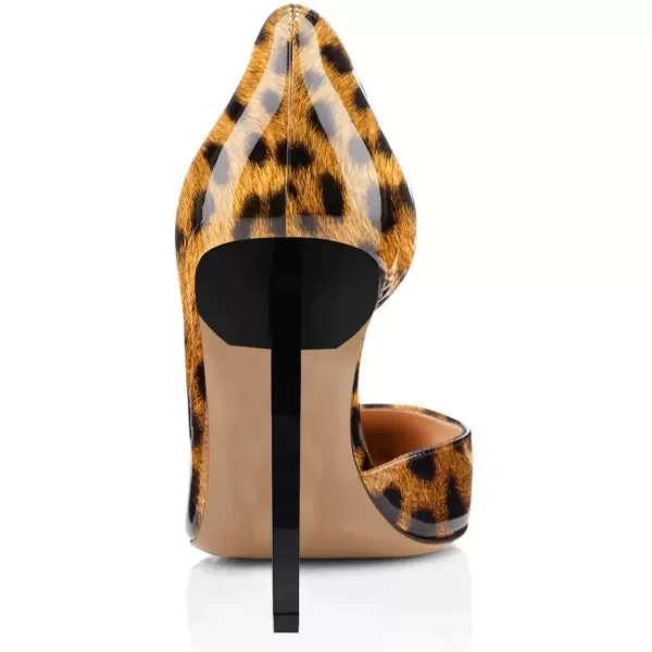 imageFSJ Comfort Pointed Toe Pumps for Women Black High Heel Dorsay Slip On Party Prom Shoe 415 M USLeopard