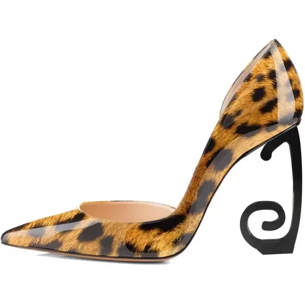 imageFSJ Comfort Pointed Toe Pumps for Women Black High Heel Dorsay Slip On Party Prom Shoe 415 M USLeopard
