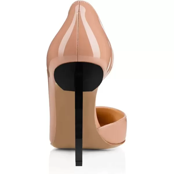 imageFSJ Comfort Pointed Toe Pumps for Women Black High Heel Dorsay Slip On Party Prom Shoe 415 M USNudeglossy
