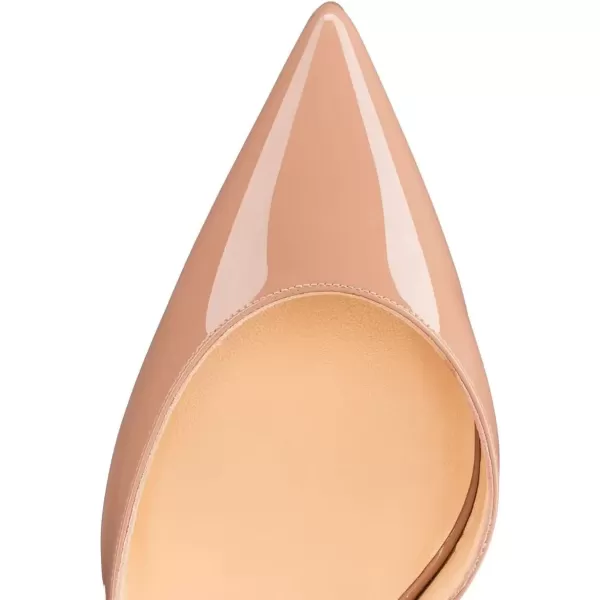 imageFSJ Comfort Pointed Toe Pumps for Women Black High Heel Dorsay Slip On Party Prom Shoe 415 M USNudeglossy