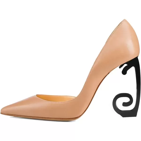 imageFSJ Comfort Pointed Toe Pumps for Women Black High Heel Dorsay Slip On Party Prom Shoe 415 M USNudepu