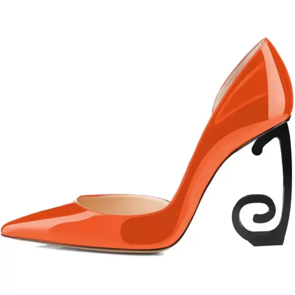 imageFSJ Comfort Pointed Toe Pumps for Women Black High Heel Dorsay Slip On Party Prom Shoe 415 M USOrange