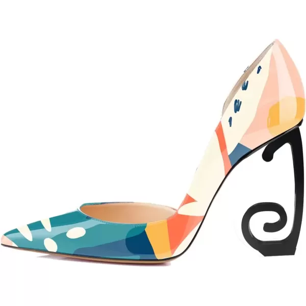 imageFSJ Comfort Pointed Toe Pumps for Women Black High Heel Dorsay Slip On Party Prom Shoe 415 M USPainting