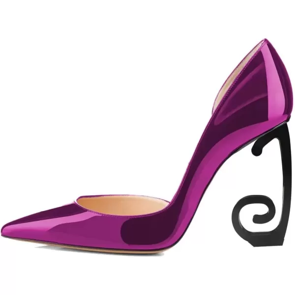 imageFSJ Comfort Pointed Toe Pumps for Women Black High Heel Dorsay Slip On Party Prom Shoe 415 M USPurple