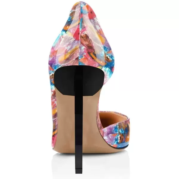 imageFSJ Comfort Pointed Toe Pumps for Women Black High Heel Dorsay Slip On Party Prom Shoe 415 M USPurple Floral