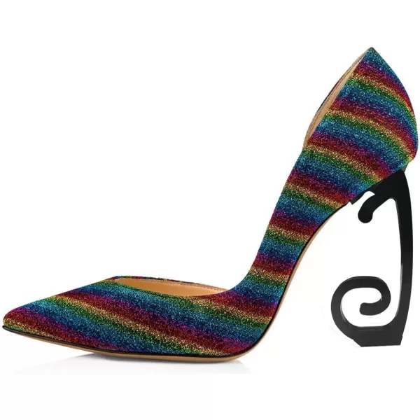 imageFSJ Comfort Pointed Toe Pumps for Women Black High Heel Dorsay Slip On Party Prom Shoe 415 M USRainbow
