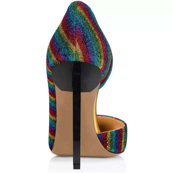 imageFSJ Comfort Pointed Toe Pumps for Women Black High Heel Dorsay Slip On Party Prom Shoe 415 M USRainbow
