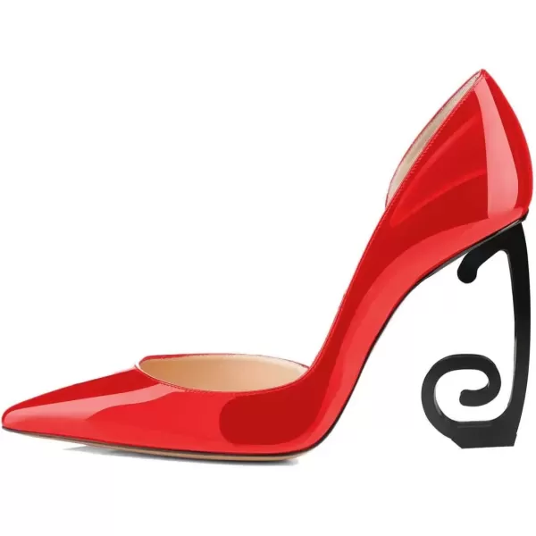 imageFSJ Comfort Pointed Toe Pumps for Women Black High Heel Dorsay Slip On Party Prom Shoe 415 M USRed
