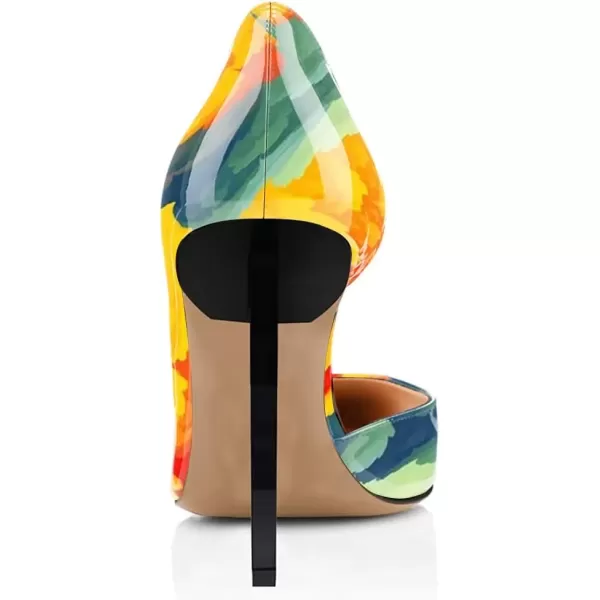 imageFSJ Comfort Pointed Toe Pumps for Women Black High Heel Dorsay Slip On Party Prom Shoe 415 M USWatercolor